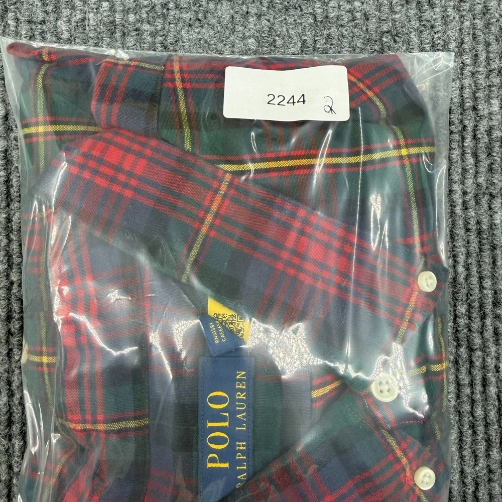 Polo Ralph Lauren Men's Long Sleeve Plaid Oxford Shirt 4XB Red Preppy Big & Tall